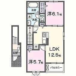 ル・シエル 2LDKの間取図画像