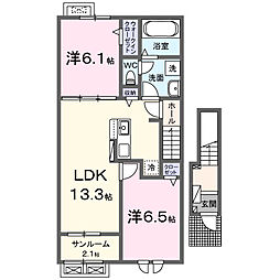 カ・ハペール I 2LDKの間取図画像