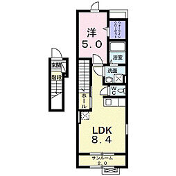 ヴィラボヌール1 1LDKの間取図画像