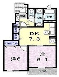 オアシス南館 2DKの間取図画像