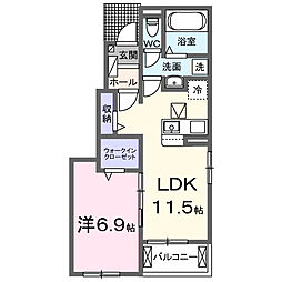グレイスフル 1LDKの間取図画像