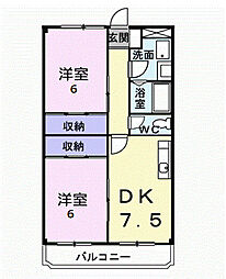 レジデンスマツバラ 2DKの間取図画像