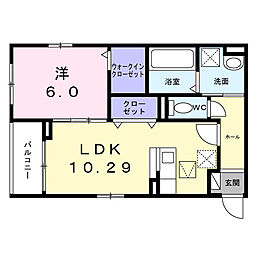 ベルフラワー長洲 1LDKの間取図画像