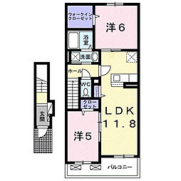 川田アパート 2LDKの間取図画像
