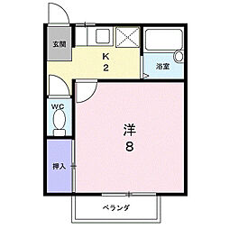 オーク★ハイツ 1Kの間取図画像