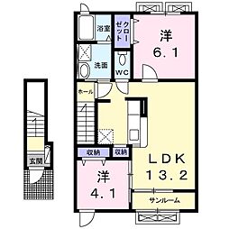 ステラートホワイト 2LDKの間取図画像