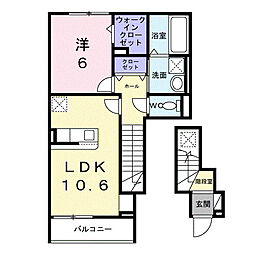 シャンドフルールA 1LDKの間取図画像