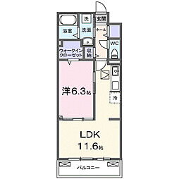 オークレアI 1LDKの間取図画像