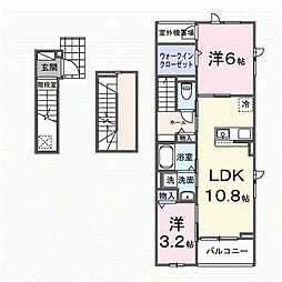 オークレアII 2LDKの間取図画像