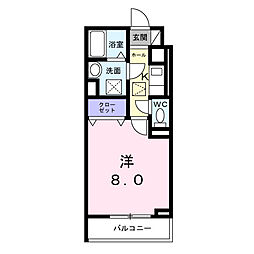 クレタ大山金井町 1Kの間取図画像