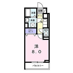 クレタ大山金井町 1Kの間取図画像