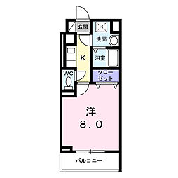 クレタ大山金井町 1Kの間取図画像