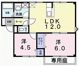 パルシャス野本1 2LDKの間取図画像