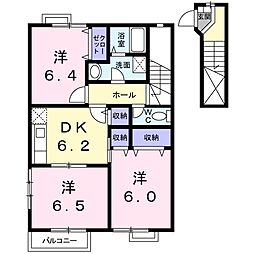 オーブリーS 3DKの間取図画像