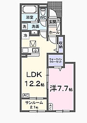 カーサ Nagomi B 1LDKの間取図画像