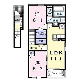 ルレ B 2LDKの間取図画像