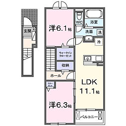 メゾン シェル 2LDKの間取図画像