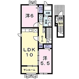 カルディナール1 2LDKの間取図画像