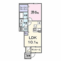 原町区青葉町1丁目アパートII 1LDKの間取図画像