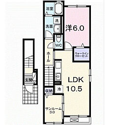 ミニョン フロス B 1LDKの間取図画像