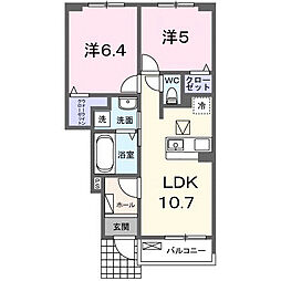 仮称;宮久保4丁目アパートII 2LDKの間取図画像