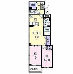 スピカテラス 2LDKの間取図画像