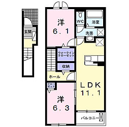 仮称;宮久保4丁目アパートIII 2LDKの間取図画像