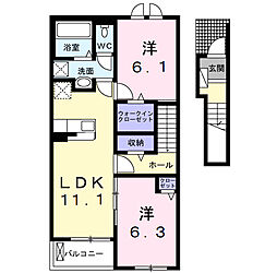 仮称;宮久保4丁目アパートIII 2LDKの間取図画像