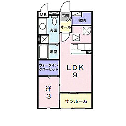 ラフェリア 1LDKの間取図画像