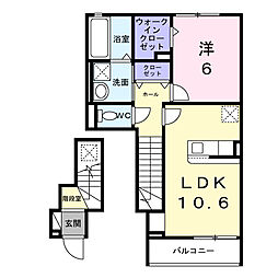 エターナルアルバ 1LDKの間取図画像