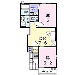 ハッピーベル 2DKの間取図画像