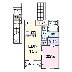 浜松市中央区三方原町アパート 1LDKの間取図画像