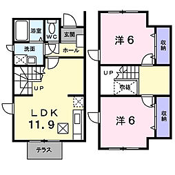 プルメリアB 2LDKの間取図画像