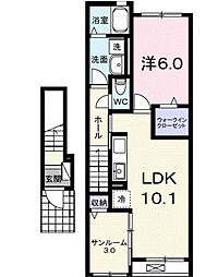 カーサ・フェリーチェ II 1LDKの間取図画像