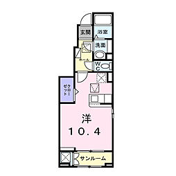 (仮称)白河市高山アパート ワンルームの間取図画像