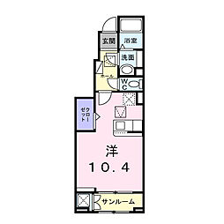(仮称)白河市高山アパート ワンルームの間取図画像