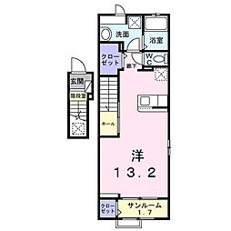 (仮称)白河市高山アパート ワンルームの間取図画像