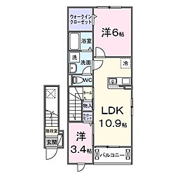 クレメント ヴィラ II 2LDKの間取図画像