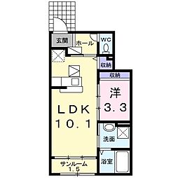 アムール2 1LDKの間取図画像