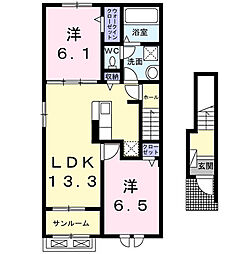 キングヒルズA 2LDKの間取図画像