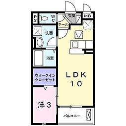 サニーヴィラエテルノM 1LDKの間取図画像