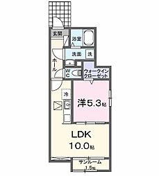 ライラック 1LDKの間取図画像