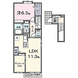 ライラック 1LDKの間取図画像