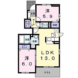 マンハイム2番館 2LDKの間取図画像