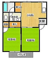 メゾンノーブル 2DKの間取図画像