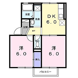ガーデンシティー桜町I 2DKの間取図画像