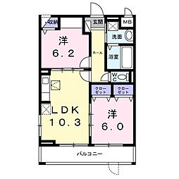 フォレストコート南太秦 2LDKの間取図画像