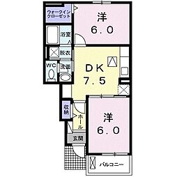 K-SUNS黒川A 2DKの間取図画像