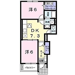 セフィオ・グレースC 2DKの間取図画像