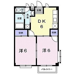 ハイツヤマシタ 2DKの間取図画像